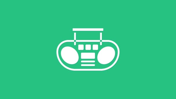 White Home stereo with two speakers icon isolated on green background. Music system. 4K Video motion graphic animation — Stock Video