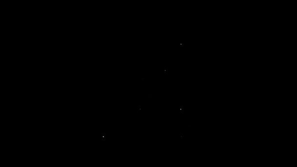 白い線黒の背景に隔離された写真アイコン。4Kビデオモーショングラフィックアニメーション — ストック動画