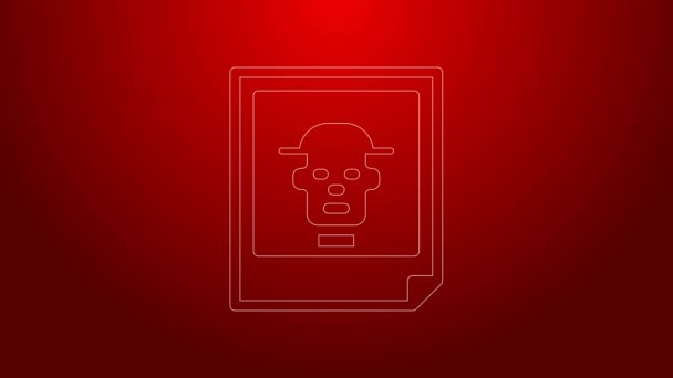 Green line Photo icon isolated on red background. 4K Video motion graphic animation — Stock Video