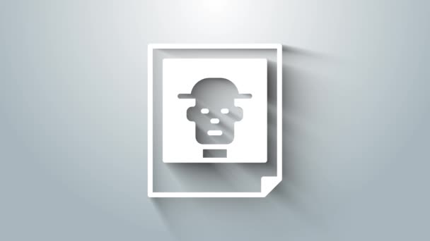 Wit pictogram Foto geïsoleerd op grijze achtergrond. 4K Video motion grafische animatie — Stockvideo