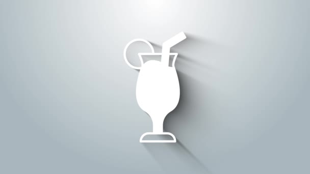 White Cocktail and alcohol drink icon isolated on grey background. 4K Video motion graphic animation — Video Stock