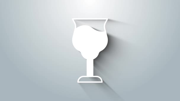 Icono de copa de vino blanco aislado sobre fondo gris. Signo de copa de vino. Animación gráfica de vídeo 4K — Vídeo de stock