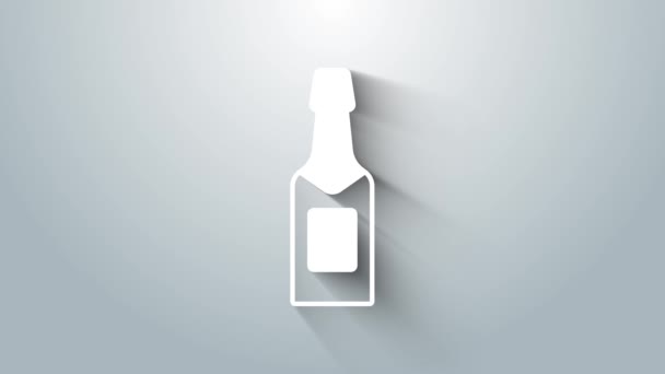 Witte Champagne fles pictogram geïsoleerd op grijze achtergrond. 4K Video motion grafische animatie — Stockvideo