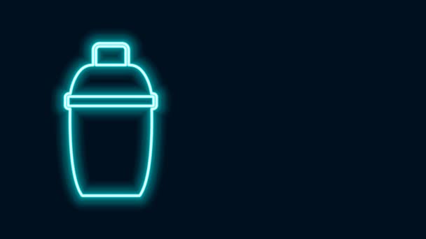 Glowing neon line Cocktail shaker icon isolated on black background. Animasi grafis gerak Video 4K — Stok Video