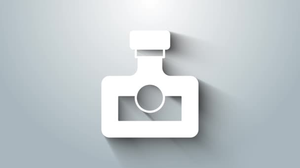 Biały napój alkoholowy Rum butelka ikona izolowane na szarym tle. 4K Animacja graficzna ruchu wideo — Wideo stockowe
