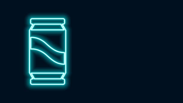 Świecąca neonowa linia Piwo może ikona izolowane na czarnym tle. 4K Animacja graficzna ruchu wideo — Wideo stockowe