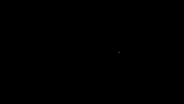 Weiße Linie Holzfass-Symbol isoliert auf schwarzem Hintergrund. Alkoholfass, Getränkebehälter, Holzfass für Bier, Whisky, Wein. 4K Video Motion Grafik Animation — Stockvideo