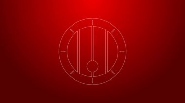 Yeşil çizgi tahta varil ikonu kırmızı arkaplanda izole edildi. Alkol fıçısı, içki kabı, bira için tahta fıçı, viski, şarap. 4K Video hareketli grafik canlandırması