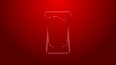 Kırmızı arkaplanda yeşil çizgili cam ikonu var. 4K Video hareketli grafik canlandırması