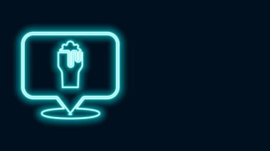 Parlayan neon hattı Alkol veya bira barı konumu simgesi siyah arkaplanda izole edildi. İçki, bar, kulüp ve barın sembolü. 4K Video hareketli grafik canlandırması