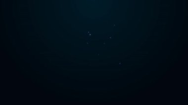 Parlayan neon hattı Kundakçılık ev ikonu siyah arka planda izole edildi. Yangın var. Ofis pencerelerindeki alevler. Yanık tesisi. Kendiliğinden olan bir felaket. 4K Video hareketli grafik canlandırması