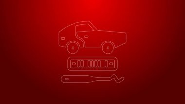 Kırmızı arka planda yeşil çizgi araba hırsızlığı ikonu var. 4K Video hareketli grafik canlandırması