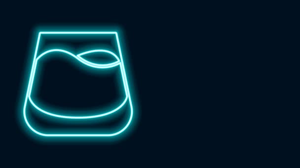 Linha de néon brilhante Ícone de vidro de uísque isolado no fundo preto. Animação gráfica em movimento de vídeo 4K — Vídeo de Stock