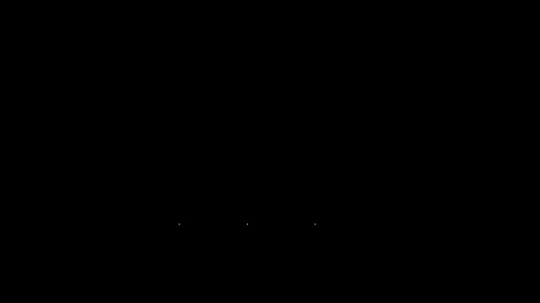 Línea blanca Icono de vidrio plano aislado sobre fondo negro. Animación gráfica de vídeo 4K — Vídeo de stock