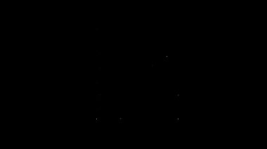 Beyaz çizgi şüpheli simgesi siyah arka planda izole edildi. Hapishanedeki suçlu, yönetim kurulunun yanında şüpheli. 4K Video hareketli grafik canlandırması