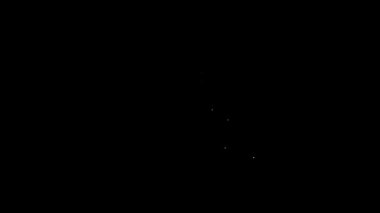 Siyah zemin üzerinde mezar taşı simgesi olan beyaz çizgi mezar taşı. 4K Video hareketli grafik canlandırması