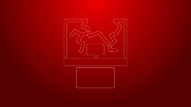 Kırık pencere simgesi kırmızı arkaplanda izole edildi. Hasarlı pencere. Pencere camı kavramını yendim. Vandalizm. 4K Video hareketli grafik canlandırması