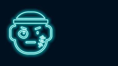 Parlayan neon hattı Haydut simgesi siyah arkaplanda izole edildi. 4K Video hareketli grafik canlandırması