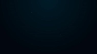 Parlayan neon hattı kurşun ikonu siyah arkaplanda izole edildi. 4K Video hareketli grafik canlandırması