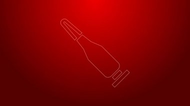 Yeşil çizgi kurşun ikonu kırmızı arkaplanda izole edildi. 4K Video hareketli grafik canlandırması