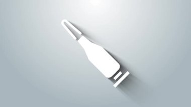 Beyaz Kurşun simgesi gri arkaplanda izole edildi. 4K Video hareketli grafik canlandırması