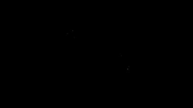 Beyaz çizgi Kokteyl molotof simgesi siyah arkaplanda izole edildi. 4K Video hareketli grafik canlandırması