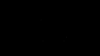 Beyaz çizgi TV haber aracı. Çatıdaki ikon siyah arka planda izole edilmiş. 4K Video hareketli grafik canlandırması