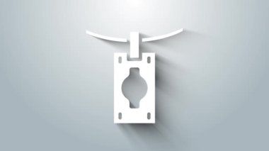 Beyaz Para Aklama simgesi gri arka planda izole edildi. Para suçu konsepti. 4K Video hareketli grafik canlandırması