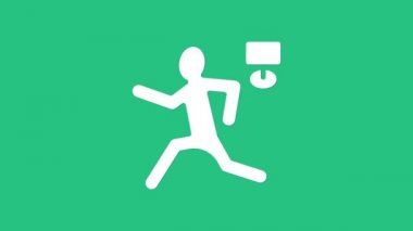 Beyaz Cinayet ikonu yeşil arka planda izole edildi. Vücut, kanama, ceset, kanayan ikon. Suç mahalli kavramı. 4K Video hareketli grafik canlandırması