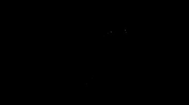 Beyaz çizgi. Siyah arka planda kanlı para ikonu izole edilmiş. 4K Video hareketli grafik canlandırması
