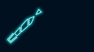 Parlak neon hattı marihuana esrarı, siyah arka planda izole edilmiş sigara ikonu. Uyuşturuculu sigara, esrar sarılmış sigara. 4K Video hareketli grafik canlandırması