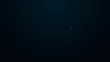 Parlayan neon hattı siyah arkaplanda güvenli simge. Kapı, şifreli bir banka kasası. Güvenilir Veri Koruma. 4K Video hareketli grafik canlandırması