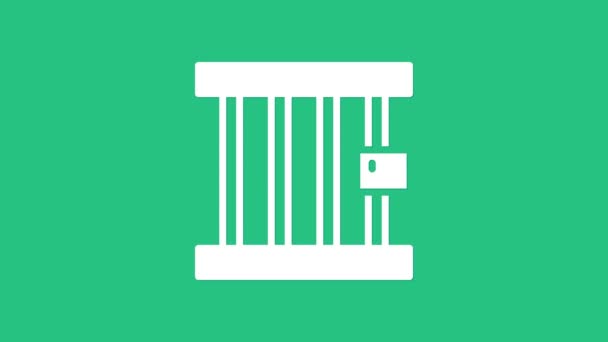 Weißes Gefängnisfenster-Symbol isoliert auf grünem Hintergrund. 4K Video Motion Grafik Animation — Stockvideo