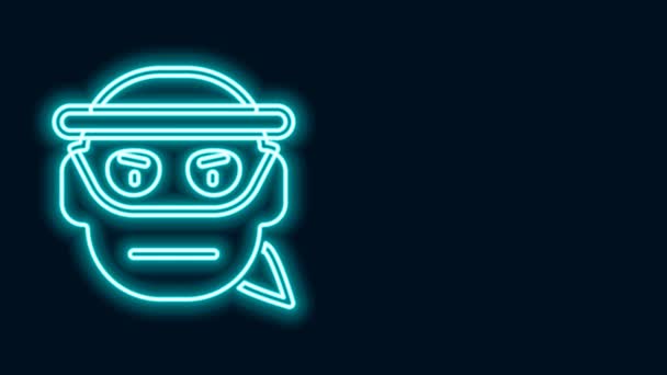 Glödande neon linje Bandit ikonen isolerad på svart bakgrund. 4K Video motion grafisk animation — Stockvideo