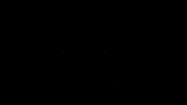 Weiße Linie Waage der Gerechtigkeit Symbol isoliert auf schwarzem Hintergrund. Symbolbild Gericht. Gleichgewichtszeichen. 4K Video Motion Grafik Animation — Stockvideo