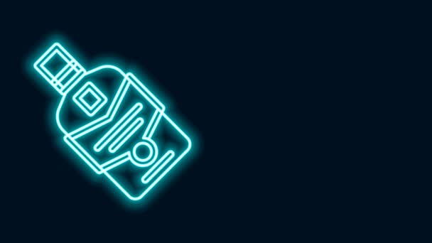 Glowing neon line Whiskey bottle icon isolated on black background. 4K Video motion graphic animation — Stock Video