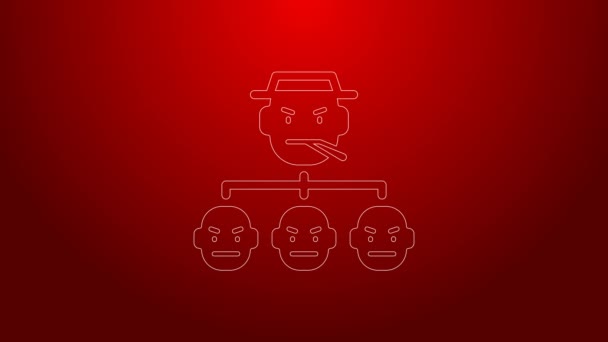 Green line Mafia icon isolated on red background. Boss and gangsters. 4K Video motion graphic animation — Vídeo de Stock