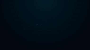 Parlayan neon çizgili peynir simgesi siyah arkaplanda izole edildi. 4K Video hareketli grafik canlandırması