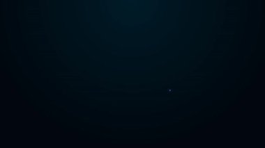 Siyah arkaplanda izole edilmiş tereyağı kabında parlayan neon çizgisi. Tereyağlı tuğla tabakta. Süt bazlı ürün. Doğal süt ürünü. 4K Video hareketli grafik canlandırması