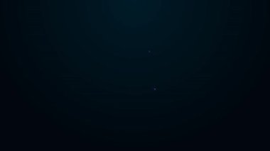 Parlayan neon hattı siyah arka planda izole edilmiş çubuk ikonunda dondurma. Güzel sembol. 4K Video hareketli grafik canlandırması
