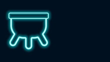 Parlayan neon hattı Udder simgesi siyah arkaplanda izole edildi. 4K Video hareketli grafik canlandırması