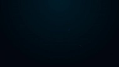 Siyah zemin üzerinde kaşık simgesi olan parlak neon hattı Yoğurt kabı. Plastik bardakta yoğurt. 4K Video hareketli grafik canlandırması