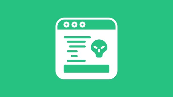 White System bug concept icon isolated on green background. Code bug concept. Bug in the system. Bug searching. 4K Video motion graphic animation — Stock Video