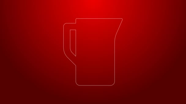 Green line Milk jug or pitcher icon isolated on red background. 4K Video motion graphic animation — Stock Video