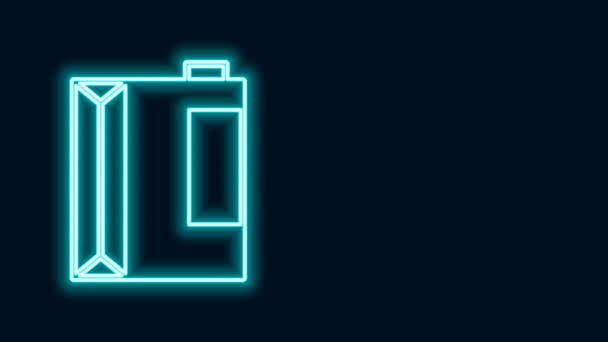 Leuchtende Neon-Linie Papierverpackung für Kefir-Symbol isoliert auf schwarzem Hintergrund. Ernährung für einen gesunden Lebensstil und die Erfüllung von Probiotika. 4K Video Motion Grafik Animation — Stockvideo