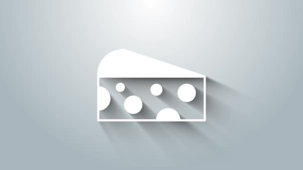 Vit ost ikon isolerad på grå bakgrund. 4K Video motion grafisk animation — Stockvideo