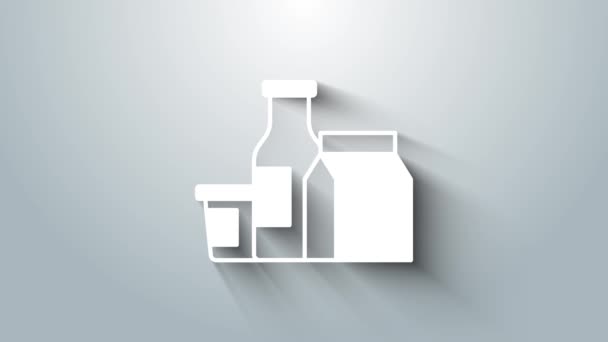 White Milk product icon isolated on grey background. 4K Video motion graphic animation — Vídeo de Stock