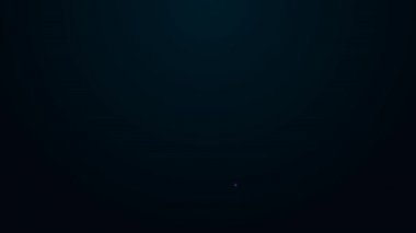 Parlak neon hattı. Kapalı cam şişe. Siyah arka planda izole edilmiş süt ikonu. 4K Video hareketli grafik canlandırması