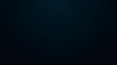 Parlayan neon çizgili peynir simgesi siyah arkaplanda izole edildi. 4K Video hareketli grafik canlandırması