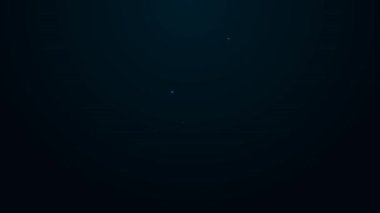 Parlayan neon hat IV torba ikonu siyah arkaplanda izole edildi. Kan torbası. Kan bağışı konsepti. Tedavi ve terapi kavramı, kemoterapi. 4K Video hareketli grafik canlandırması